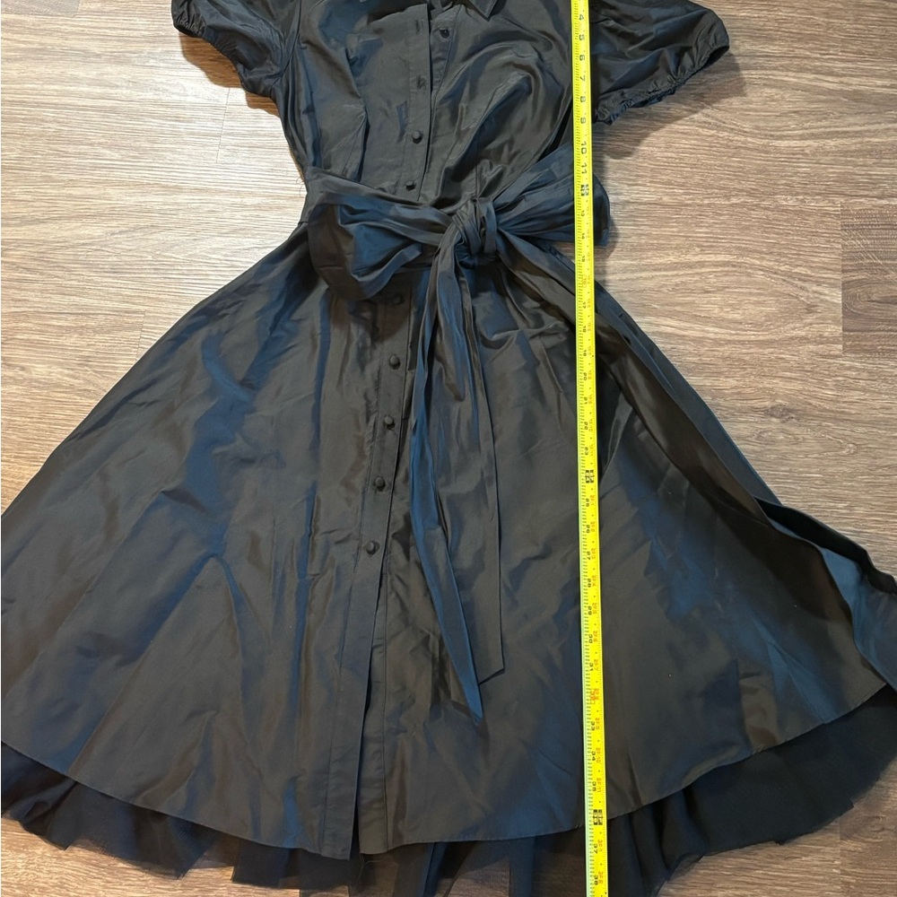 BCBGMaxAzria Black Midi Dress with Puff Sleeves tulle chic 0 Wednesday - Picture 3 of 9